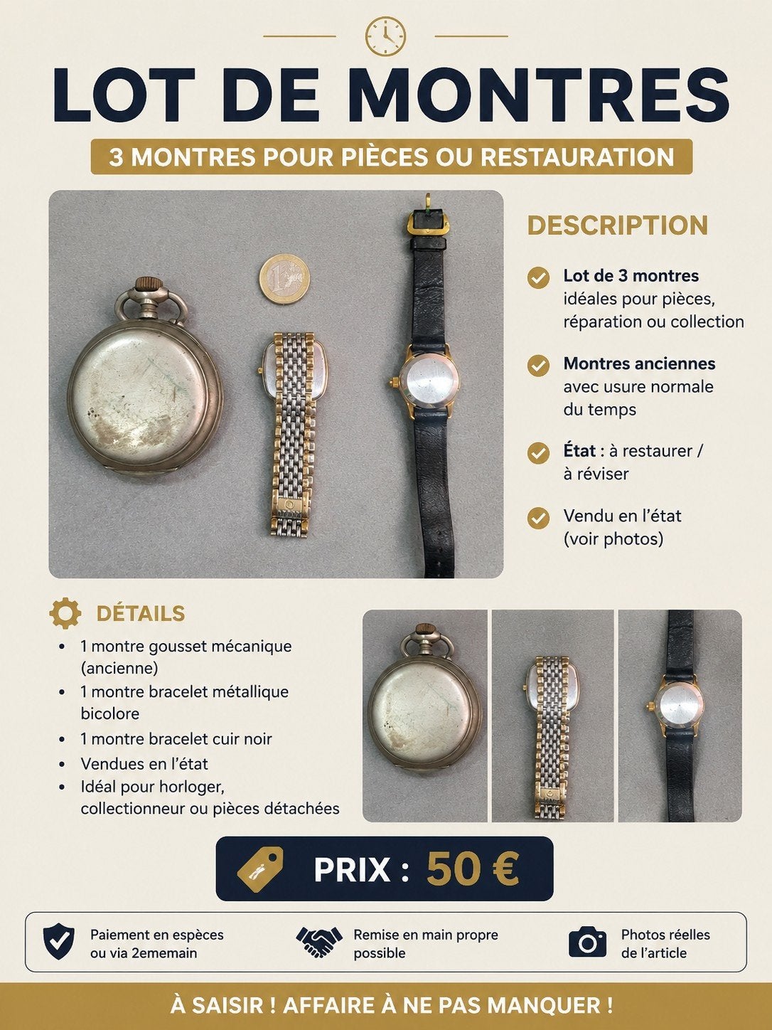 lot de montres, Enlèvement