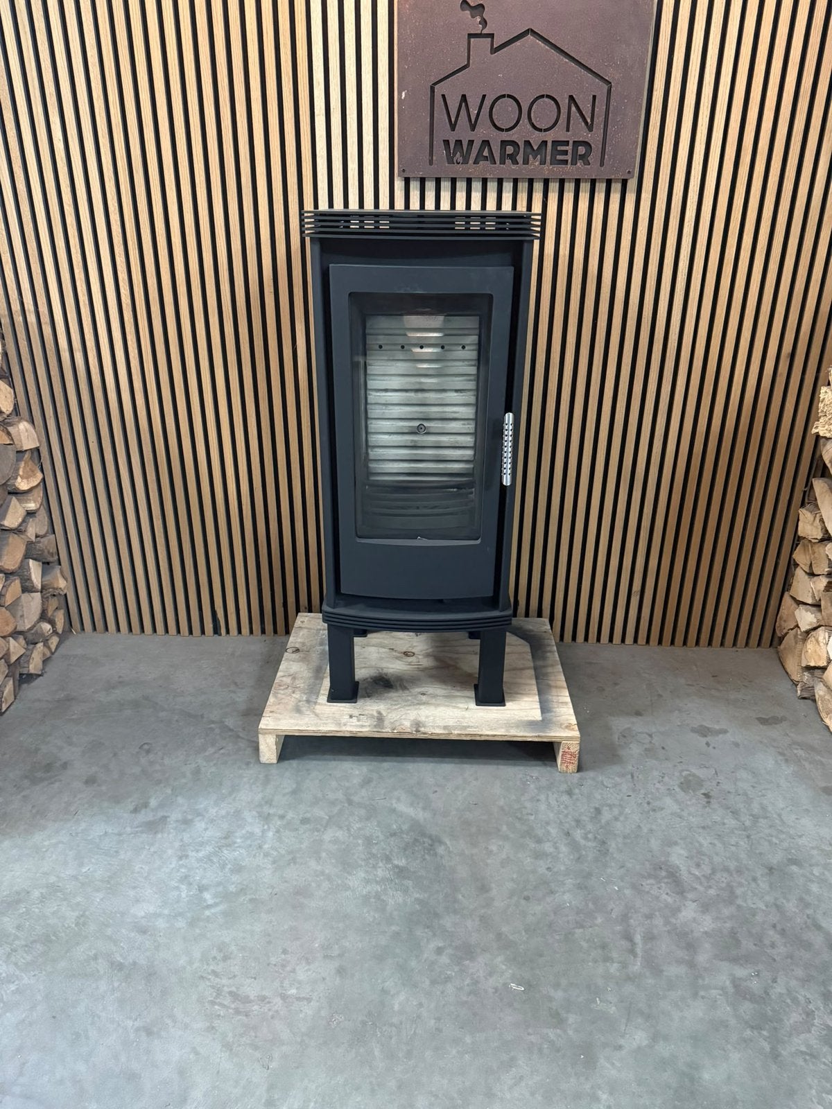26103 Houtkachel 3 zijdes glas 7kw, Ophalen, Gebruikt, Houtkachel, Vrijstaand