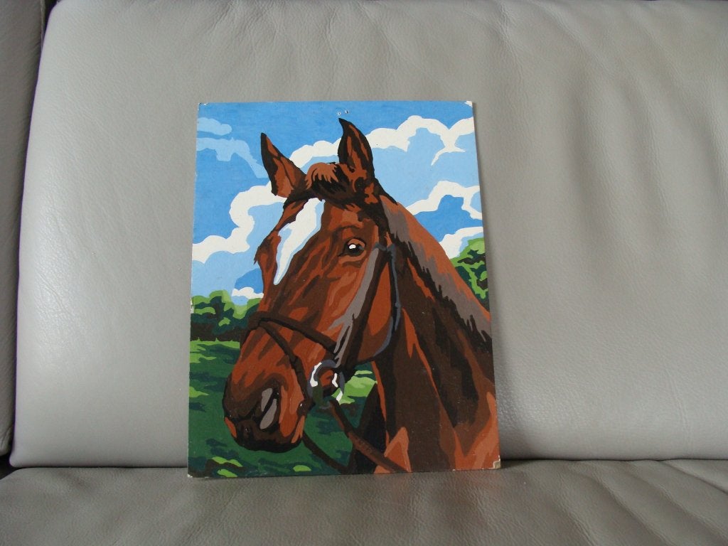 cadre mural peinture, museau d'un cheval, vintage, 30 cm, 23 cm, Comme neuf, Autres types