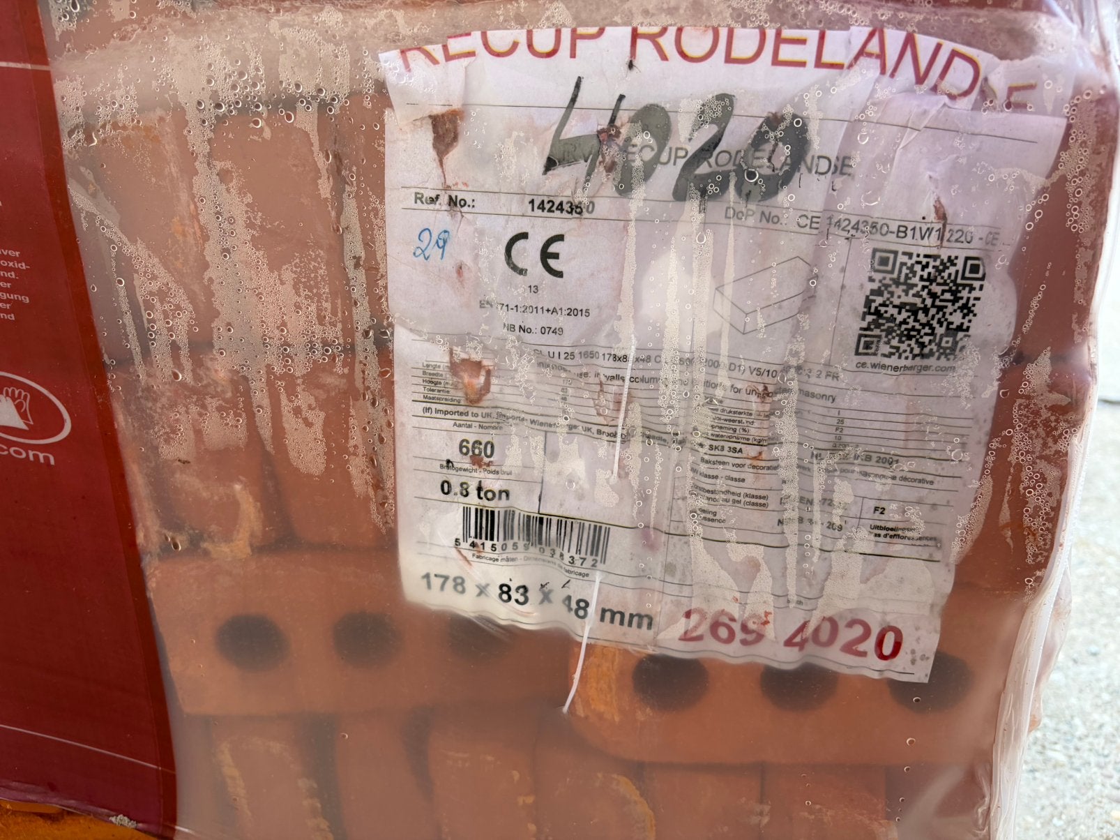 Pierre de parement Rodeland en forme de Rhin, Enlèvement, Neuf