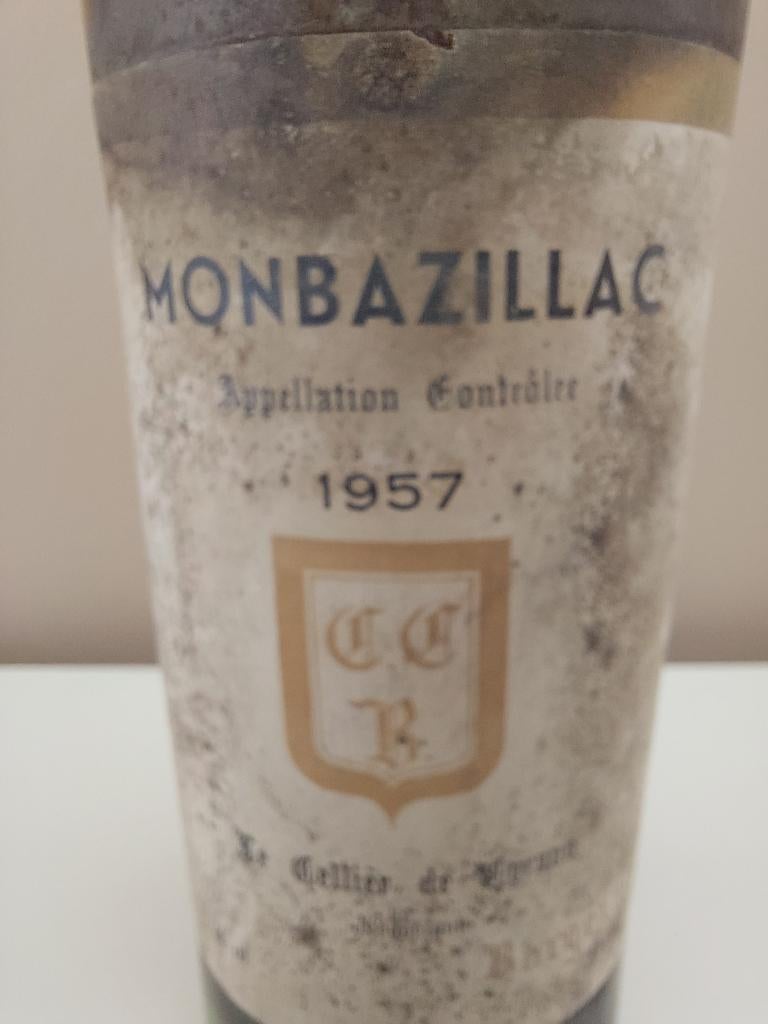 Fles wijn Vintage 1957 Monbazillac - Le Cellier de Cyrano, Verzamelen, Wijnen, Ophalen, Frankrijk, Rode wijn, Vol