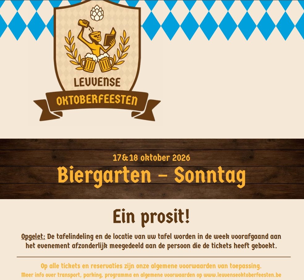 Leuvense Oktoberfeesten - zondag 18 oktober - 2 tickets, Tickets en Kaartjes, Twee personen