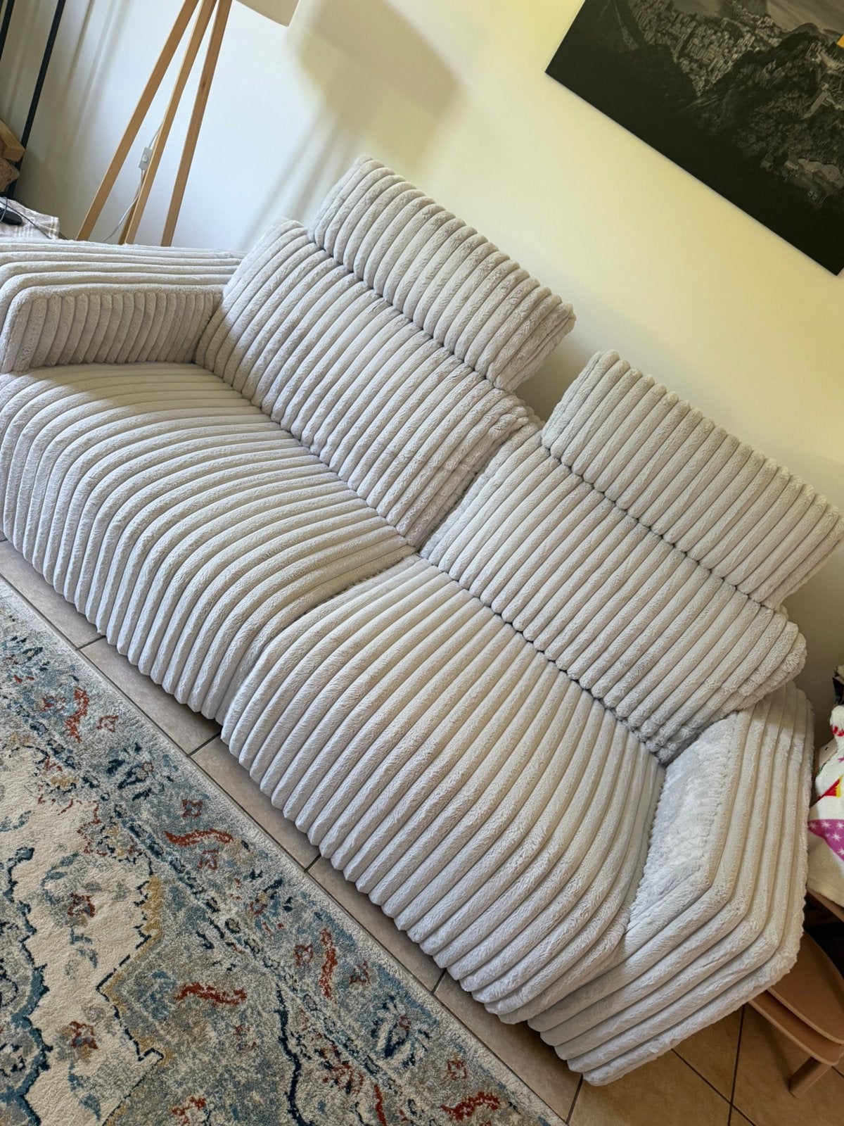 Canapé, trois places avec deux relax, Trois personnes, 100 à 125 cm, Tissu côtelé, 200 à 250 cm