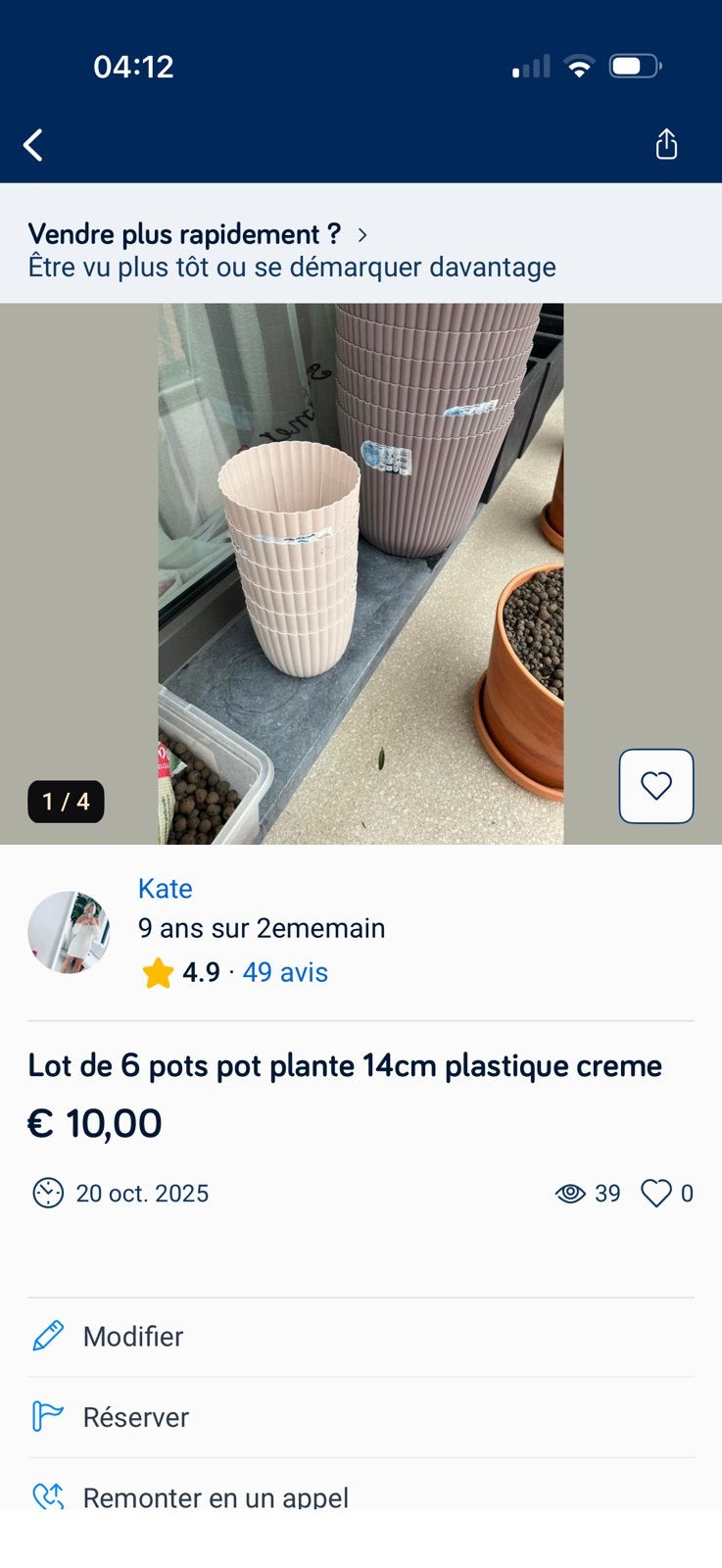Pots plante fleurs plastique lot de 6 petits, Enlèvement ou Envoi, Intérieur