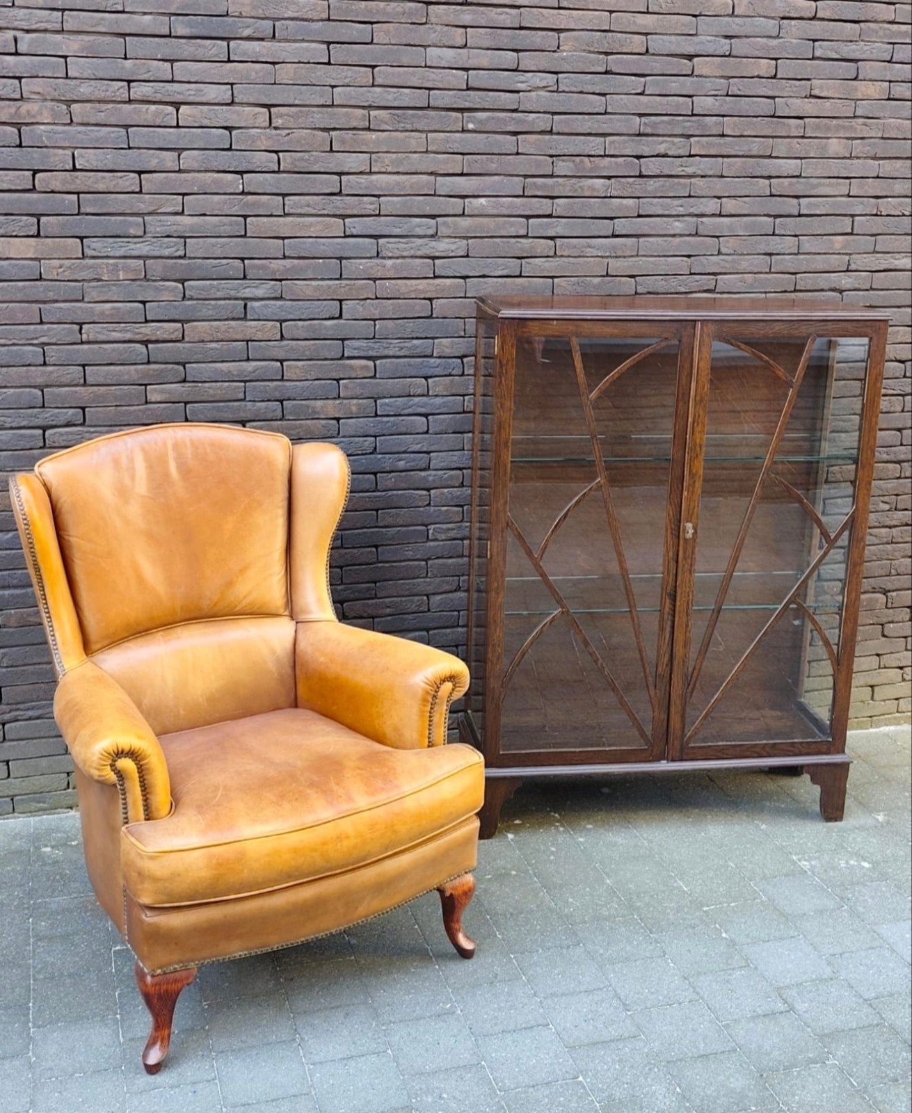 Vitrine Art Déco, fauteuil en cuir, Maison & Meubles, Fauteuils, Enlèvement