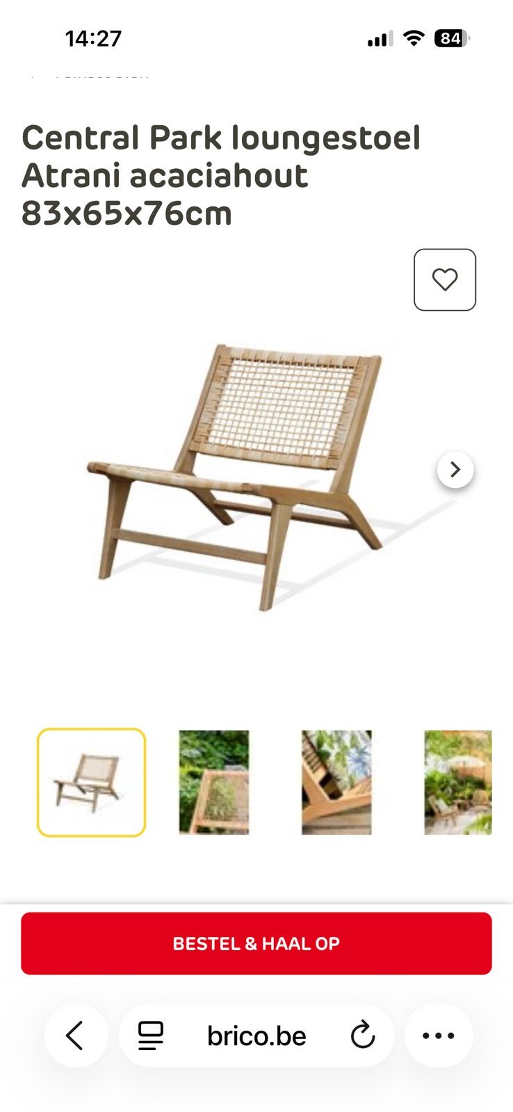 Loungestoel in acaciahout, Tuin en Terras, Ophalen, Zo goed als nieuw