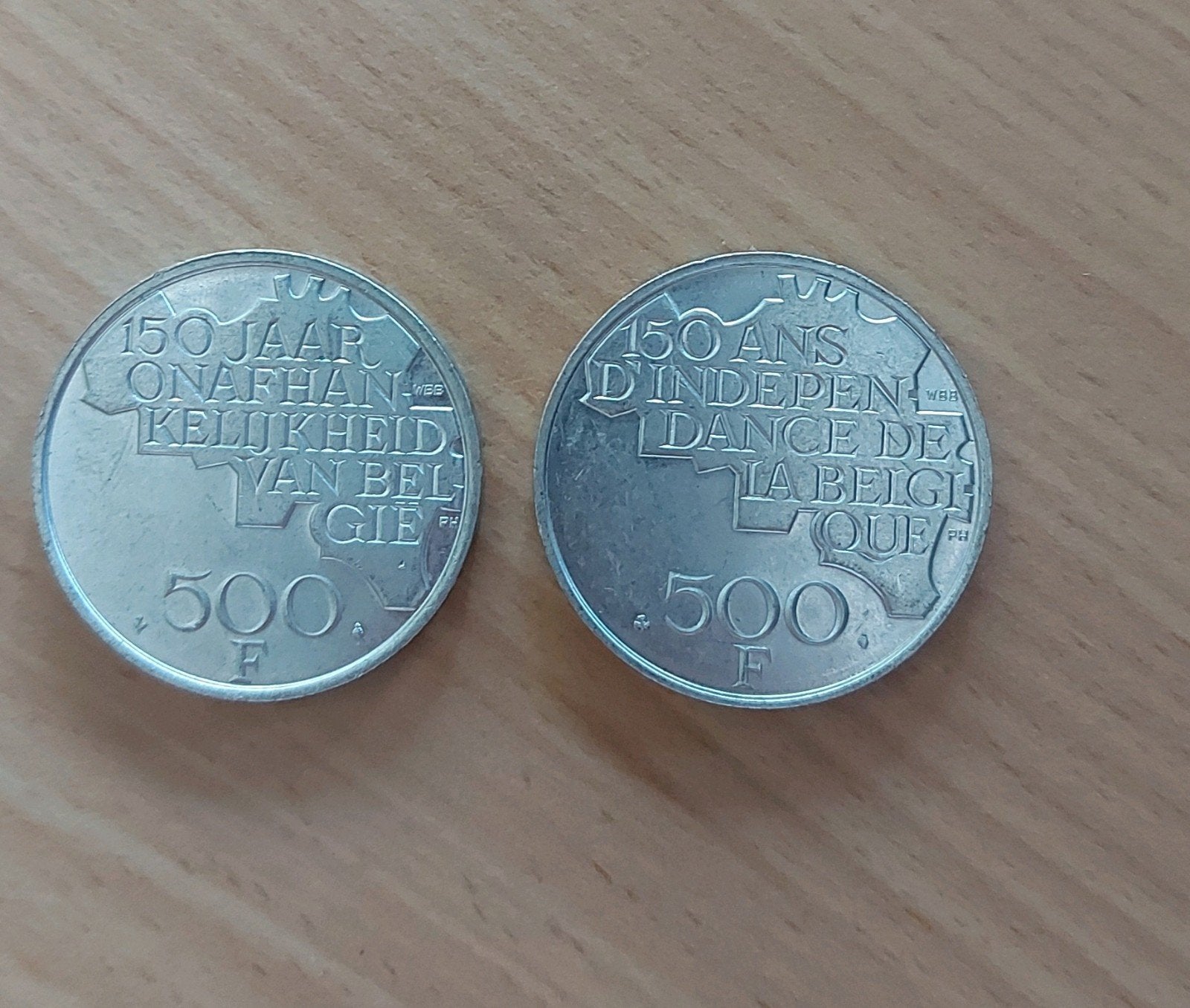 2 herdenkingsmunten 500 frank België 1980, Enlèvement ou Envoi, Monnaie en vrac, Argent