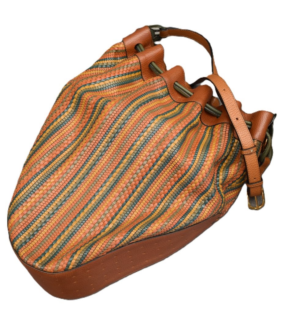 Delvaux Tabarin GM in bruin multicolor Toile de Cuir, Handtassen en Accessoires, Tassen | Damestassen, Gebruikt, Schoudertasje