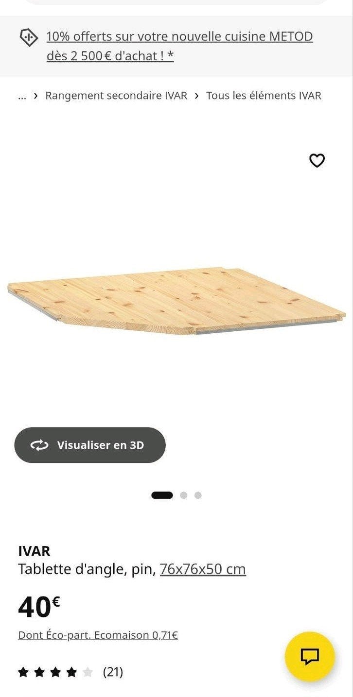 Ikea 2 tablette d'angle IVAR, Enlèvement ou Envoi, Utilisé
