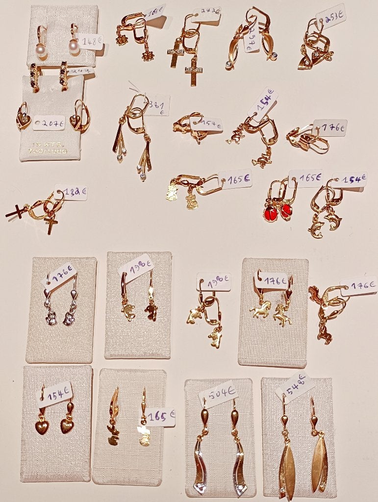 Boucles d'oreilles en or 18K pendantes, dormeuse, NEUVES, Bijoux, Sacs & Beauté, Neuf, Enlèvement ou Envoi, Or, Or