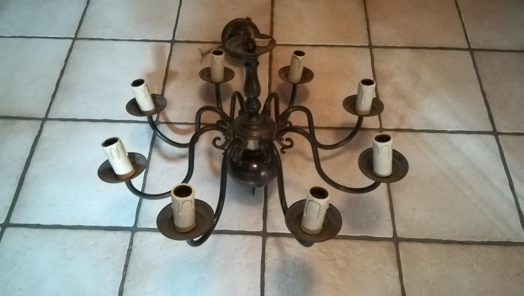 Lustre chandelier - 8 branches, Enlèvement, Utilisé, Métal, Vintage
