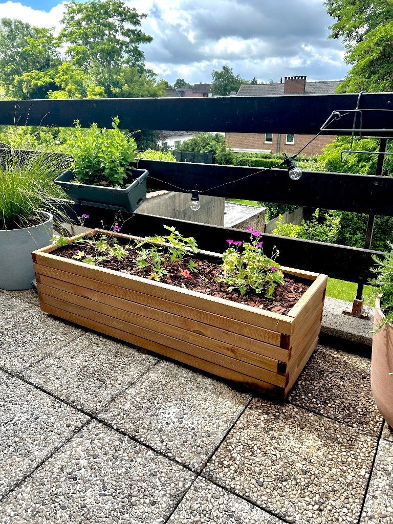Bac à plantes-fleurs jardinière en bois 120x40x35cm, Enlèvement, Comme neuf, Bois, Balcon