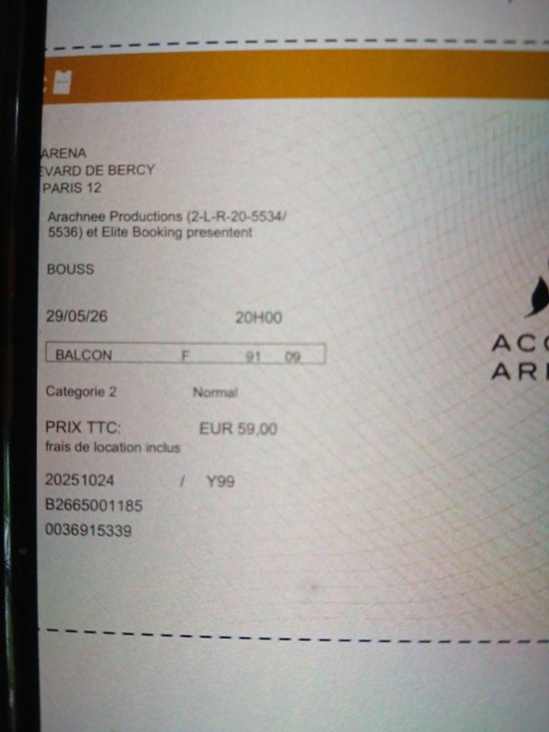 2 Tickets Bouss Paris 29 mai, Mei