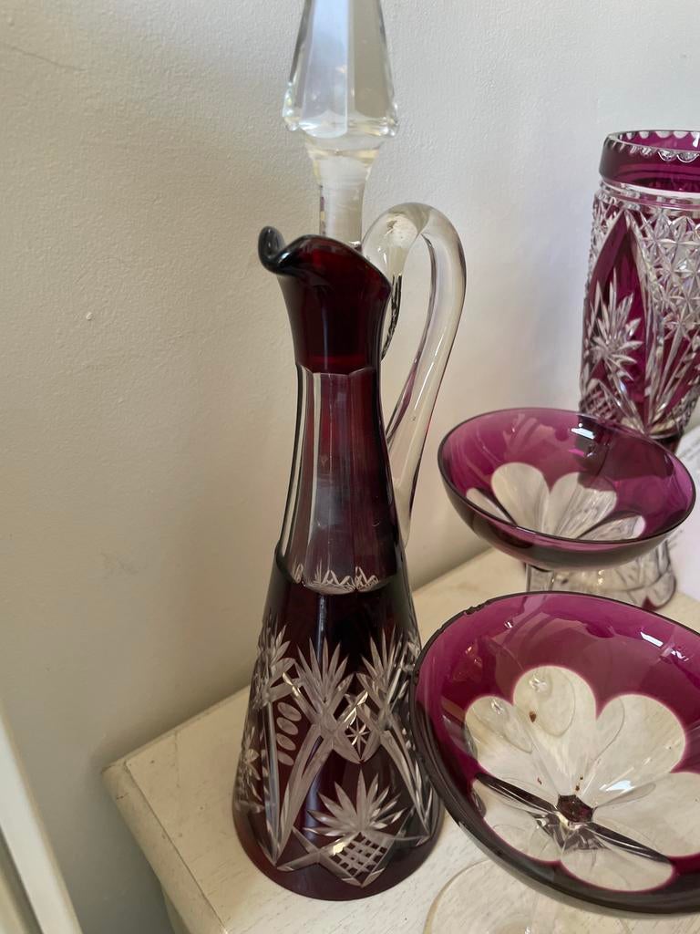Cherryrood glaswerk, Huis en Inrichting, Woonaccessoires | Vazen, Ophalen, Gebruikt, Rood