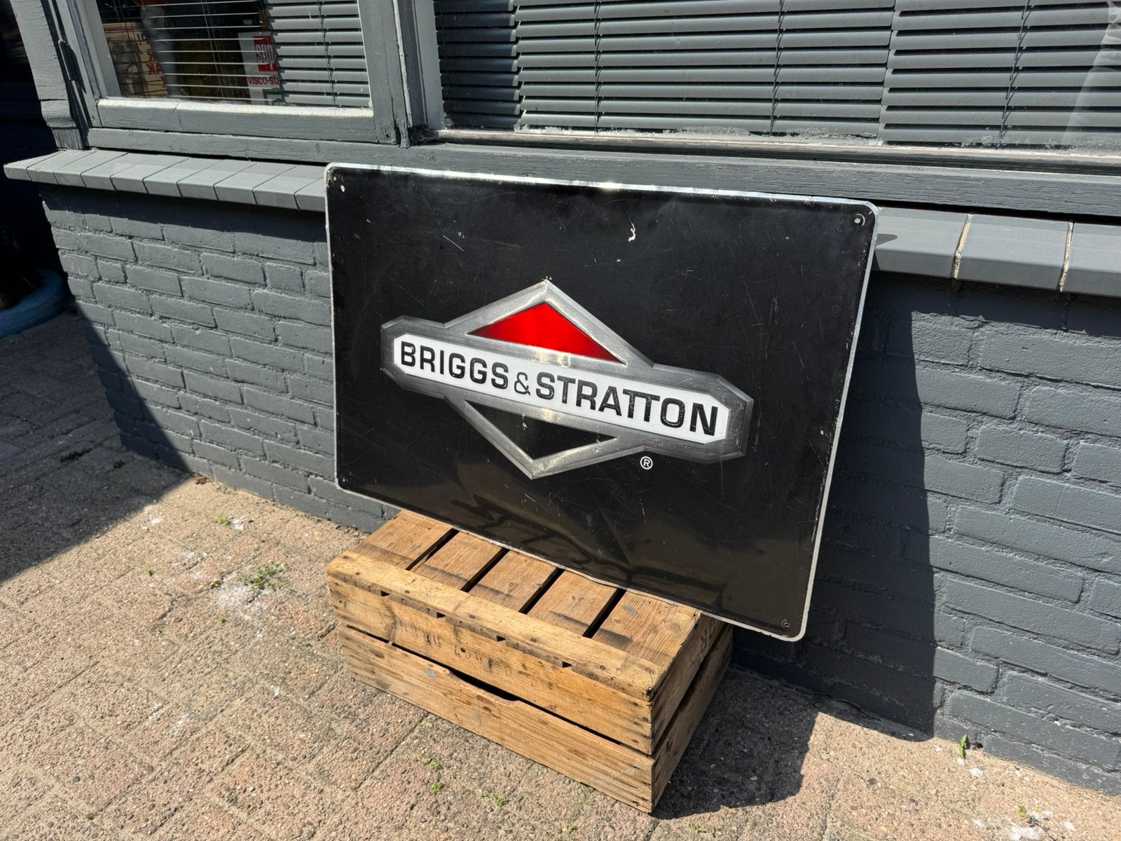 Briggs & Stratton oud reclamebord, Verzamelen, Ophalen of Verzenden, Gebruikt, Reclamebord