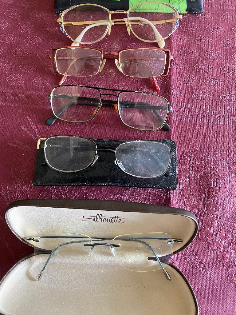 Lot de 5 paires de lunettes différentes :occasion, Autres marques, Enlèvement ou Envoi, Utilisé, Lunettes de lecture