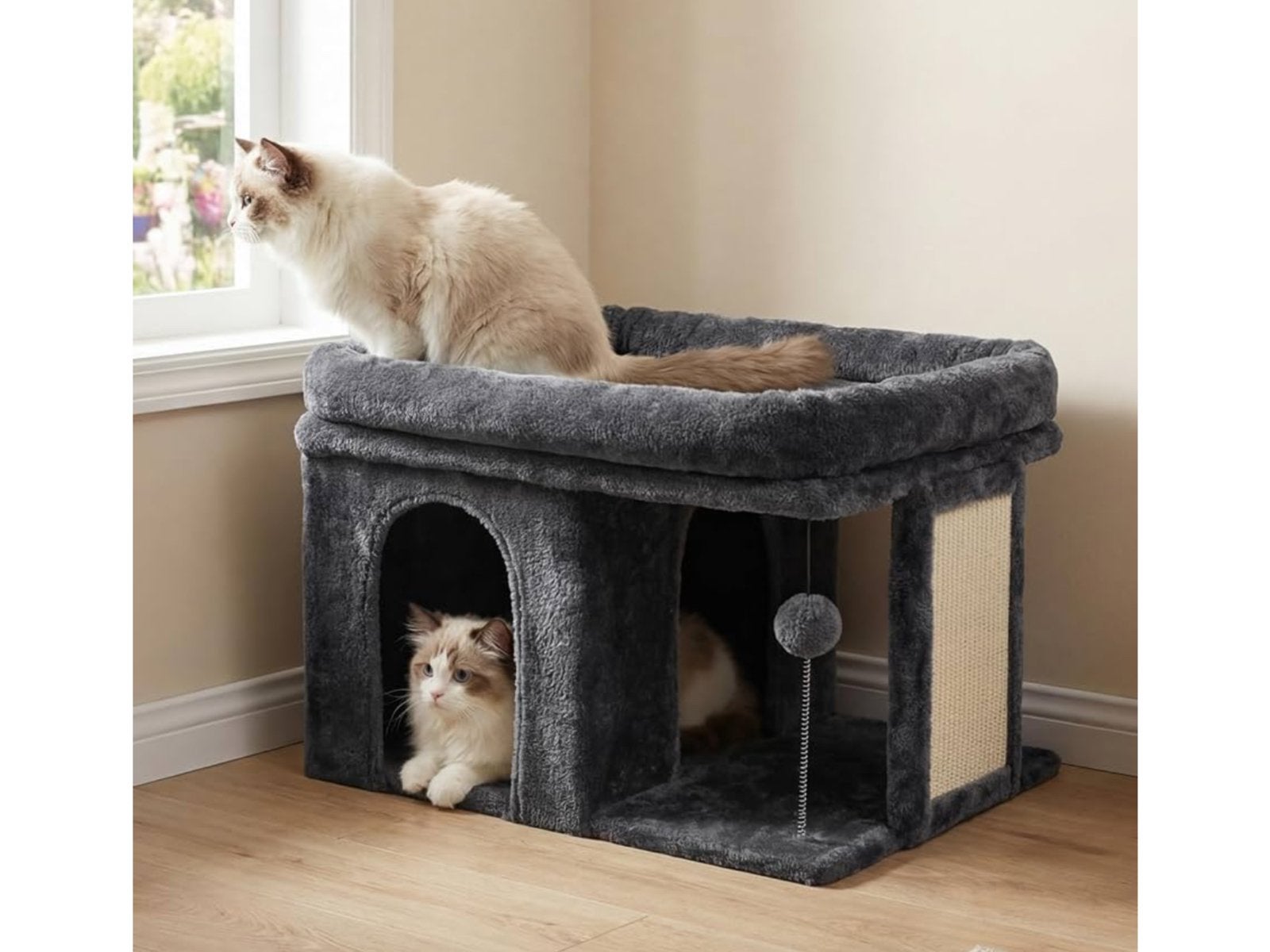 Katten krab huisje  donkergrijs, Dieren en Toebehoren, Ophalen, Zo goed als nieuw, Pluche
