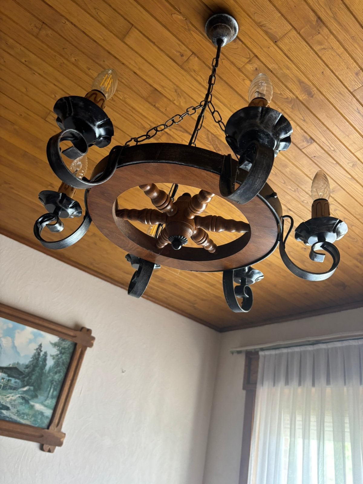 Lustre ancien, Maison & Meubles, Enlèvement, Marron, Utilisé, Bois