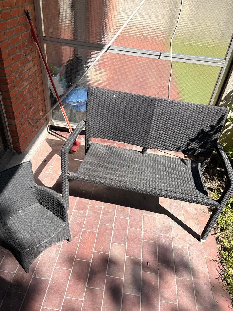 Leutige zitbank en kinderzeteltje, Tuin en Terras, Tuinbanken, Ophalen, Gebruikt, Kunststof