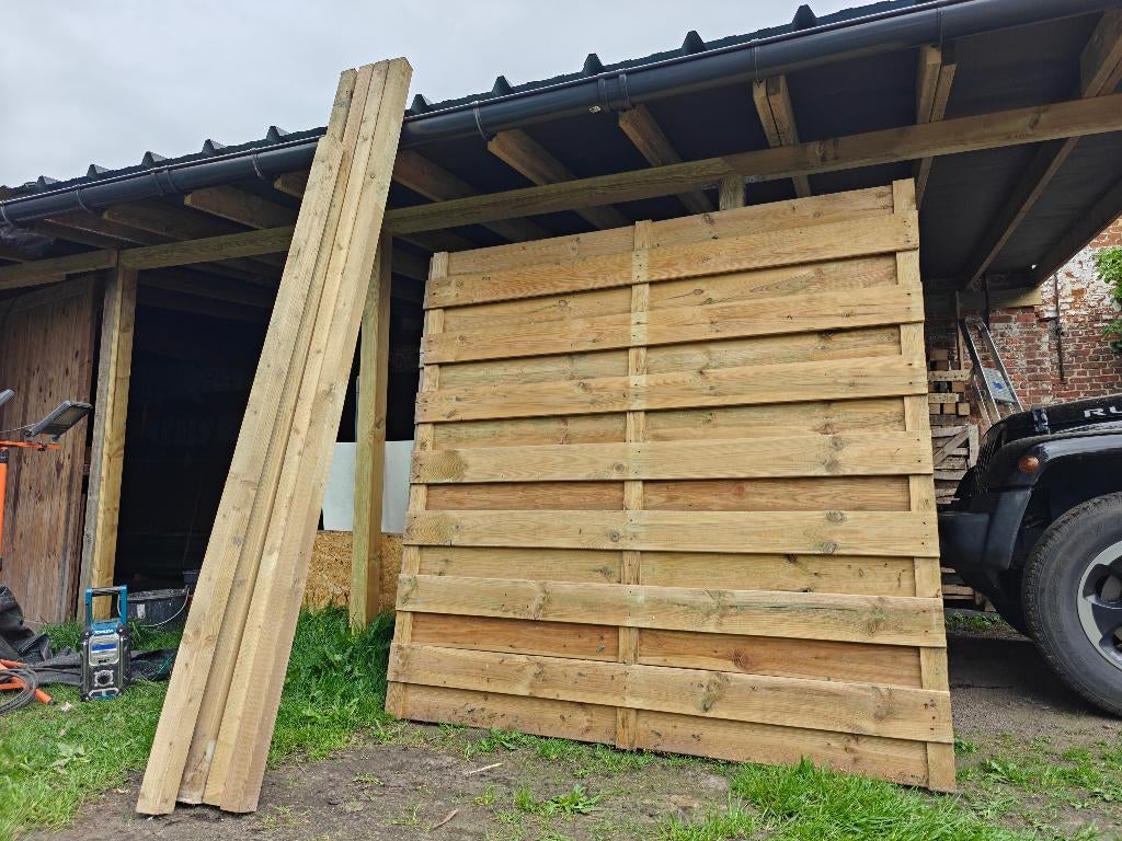 Tuinafsluiting met palen, 6 mètres ou plus, Comme neuf, Enlèvement, 1 à 2 mètres