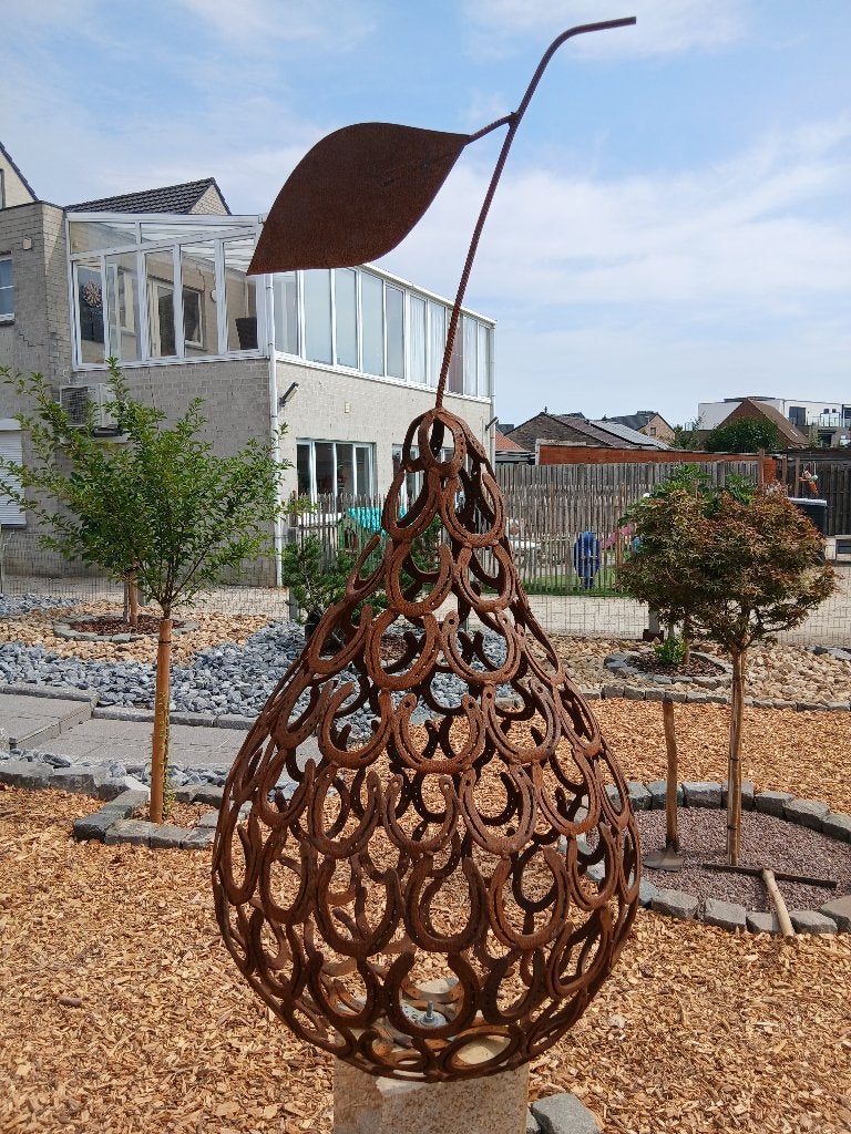 tuinbeeld &  peer & appel & kunstwerk & hoge prijsklasse, Tuin en Terras, Ophalen, Nieuw, Metaal, Abstract beeld