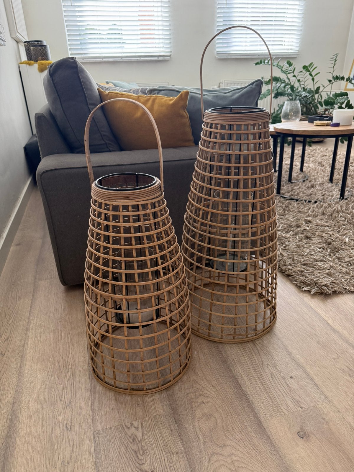 2 rotan lantaarns POMAX, Huis en Inrichting, Ophalen, Gebruikt, Lantaarn, Overige merken