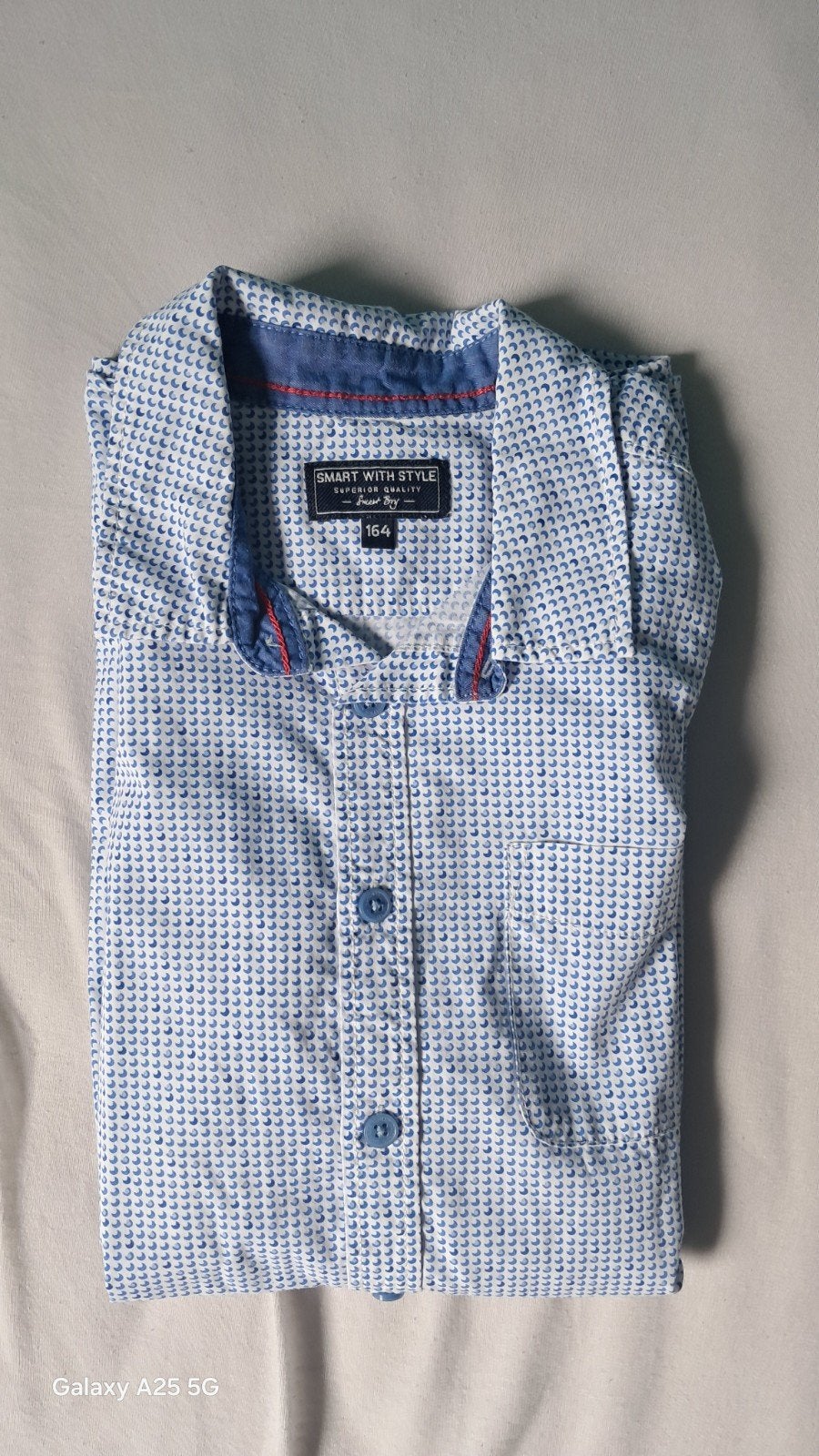 Chemise blanc/bleu pour homme - taille 164, Neuf, Enlèvement ou Envoi, Tour de cou 38 (S) ou plus petit, Bleu