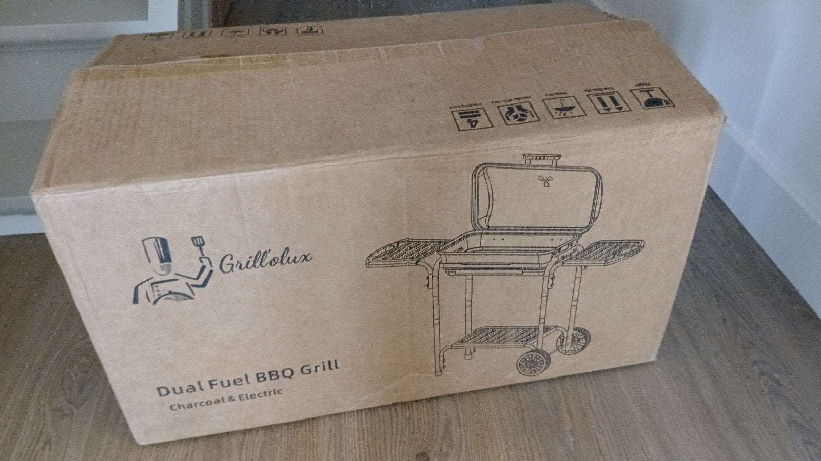 Dual fuel Bbq houtskool/electriciteit, Tuin en Terras, Ophalen, Nieuw, Grill'olux
