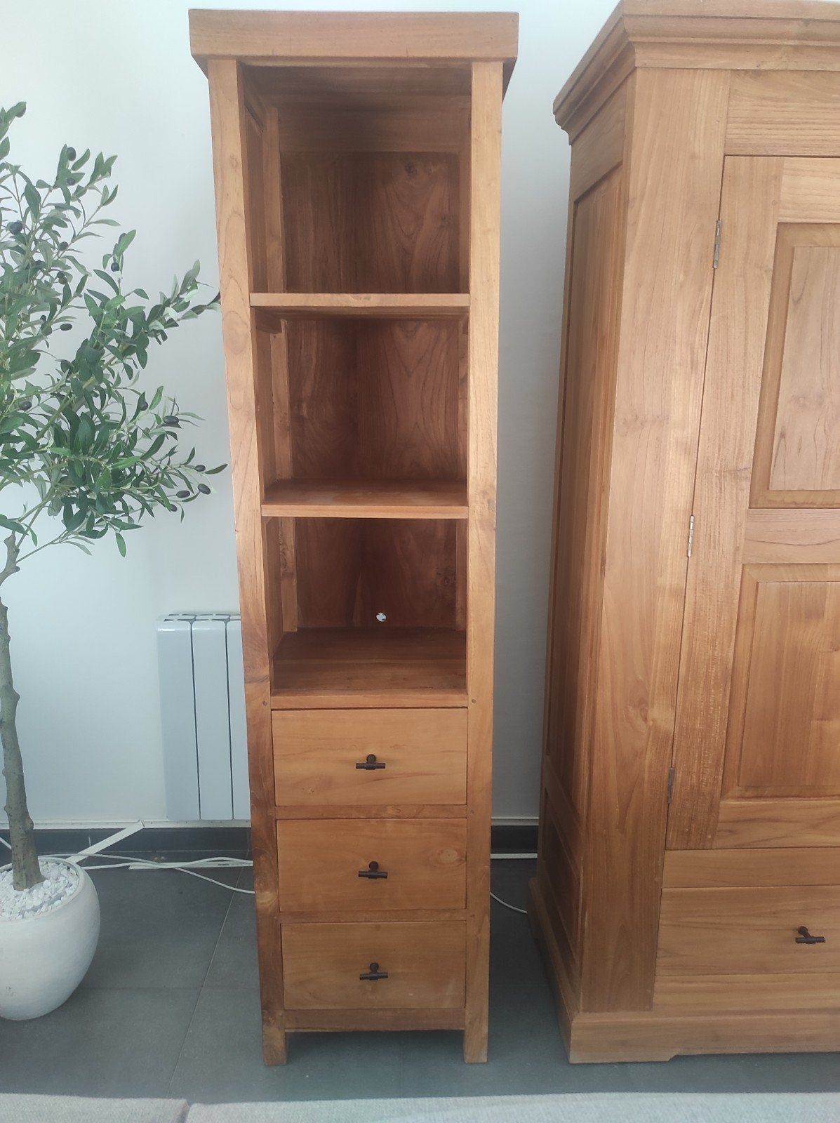 Teak Kolom kast, Huis en Inrichting, Ophalen, Met plank(en), Minder dan 50 cm, Teakhout