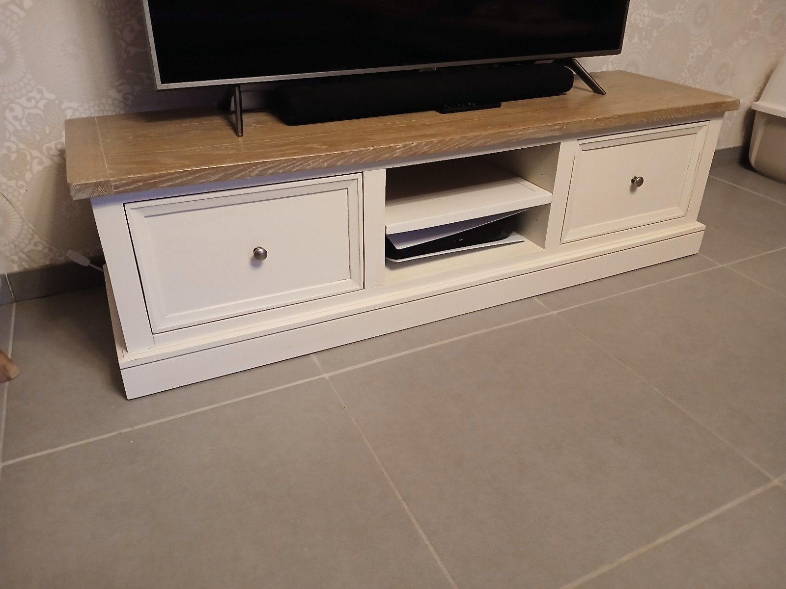 tv kast meubel, Ophalen, Cottage/landelijk, 150 tot 200 cm, Eikenhout