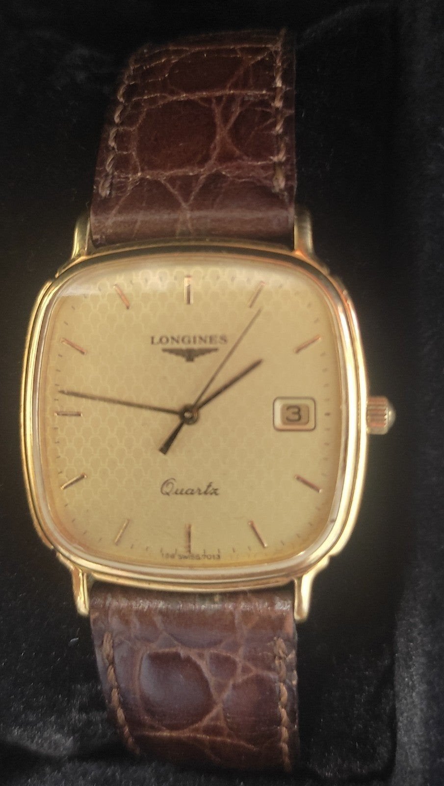 Superbe montre vintage Longines Quartz plaqué OR, Montre-bracelet, Enlèvement ou Envoi, 1960 ou plus tard, Longines