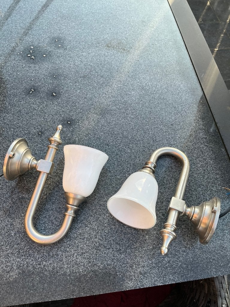 2 muurlampjes, Huis en Inrichting, Gebruikt, Grijs, E14 (klein), Ophalen of Verzenden