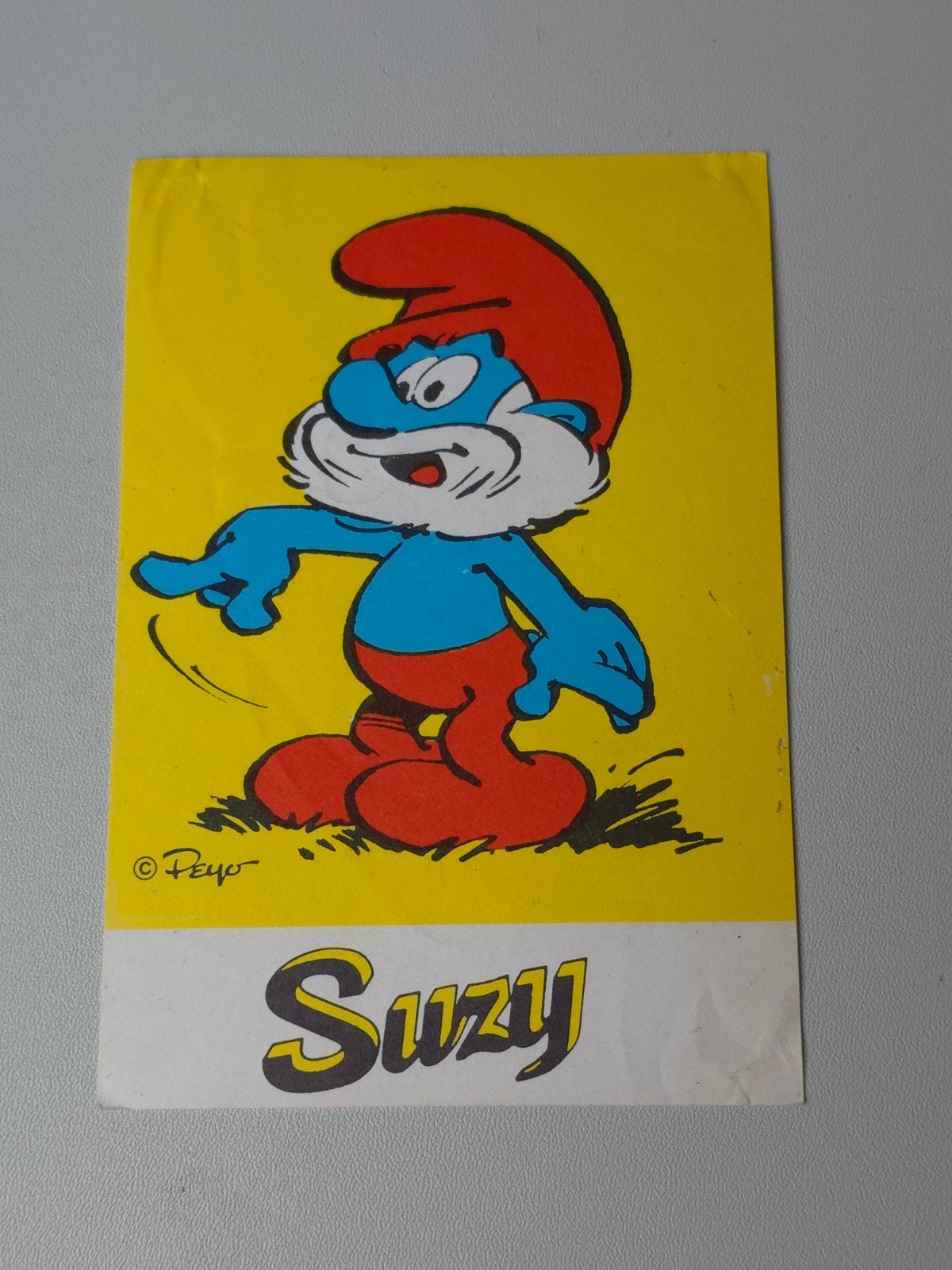 Autocollant Grand Schtroumpf Suzy, Collections, Schtroumpfs, Comme neuf, Autres types, Grand Schtroumpf, Envoi