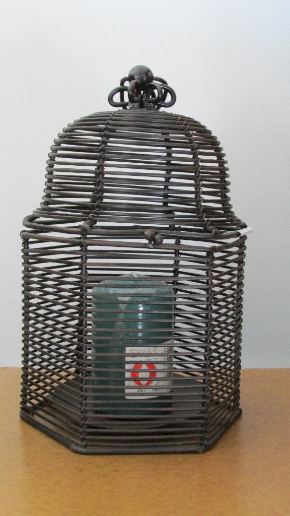 Kaarshouder/lantaarn kooi metaal, Lantaarn, 26 cm, Zwart, Nieuw