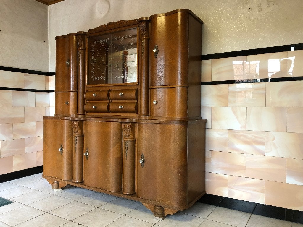 Vitrinekast Buffet kast - golvend - Vintage (Vorselaar), Huis en Inrichting, Ophalen, Gebruikt, 150 tot 200 cm, Met lade(s)