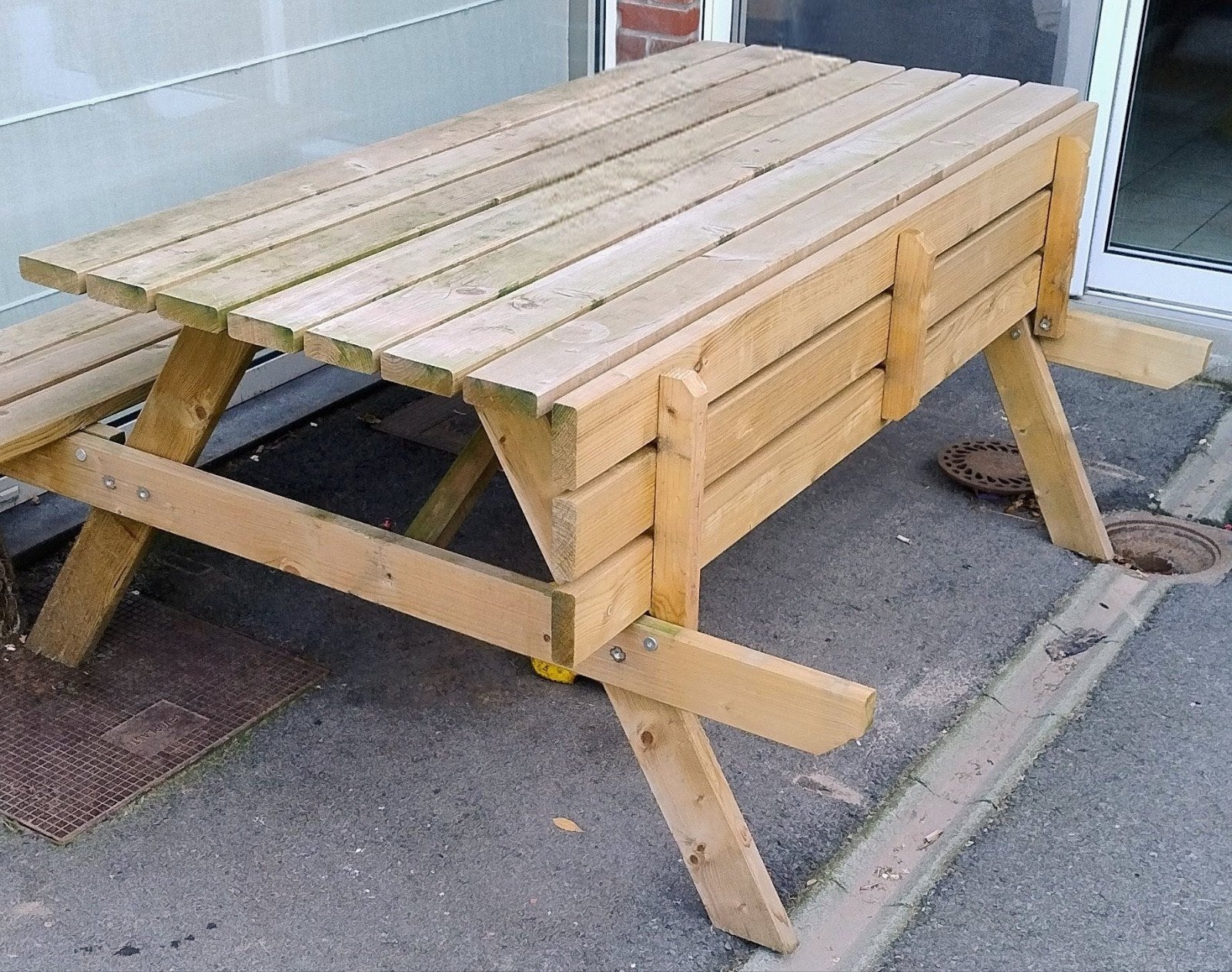 picnicktafel 180x167 cm, Ophalen, Zo goed als nieuw, Inklapbaar, Rechthoekig