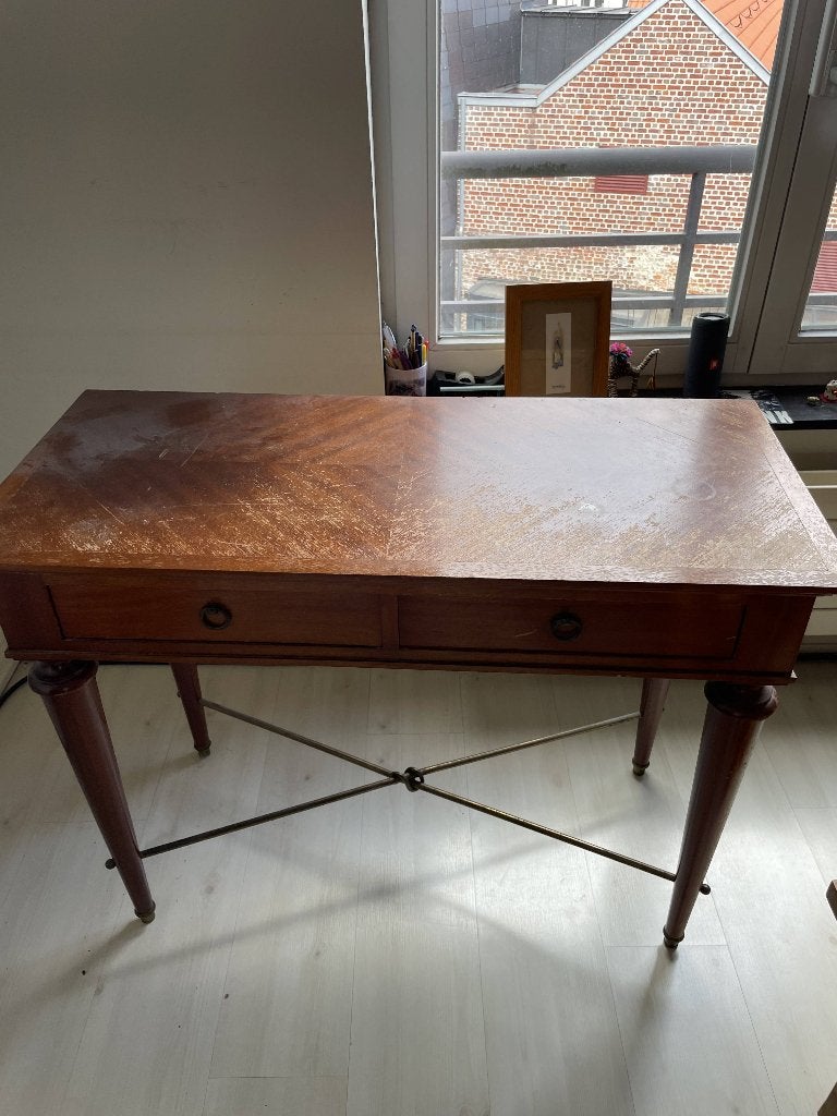 Belle table ancienne en bois, 45 cm, Vintage, 100 cm, Avec tiroirs