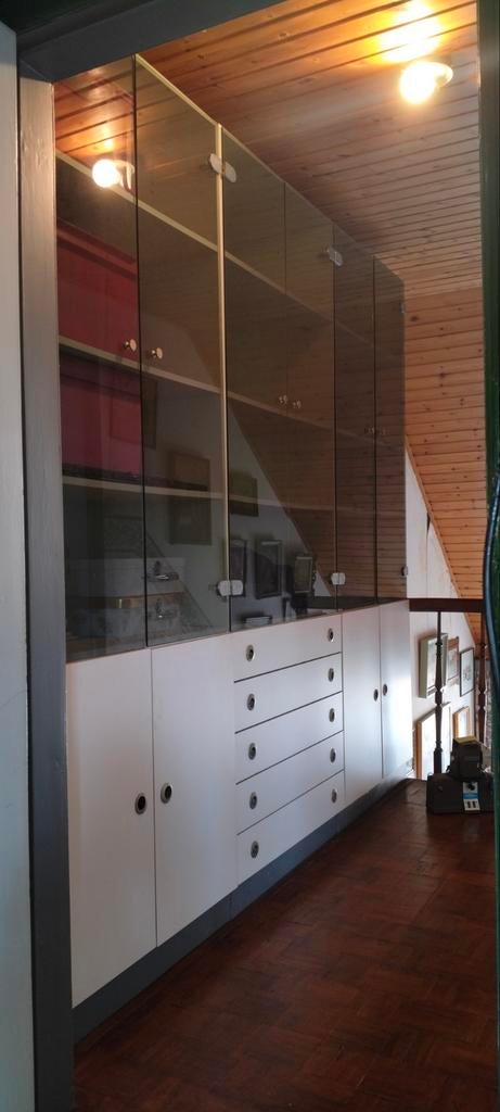 Vintage vitrinekast jaren 60-70 wandmeubel, Huis en Inrichting, Ophalen, Gebruikt, Met deur(en), Minder dan 150 cm