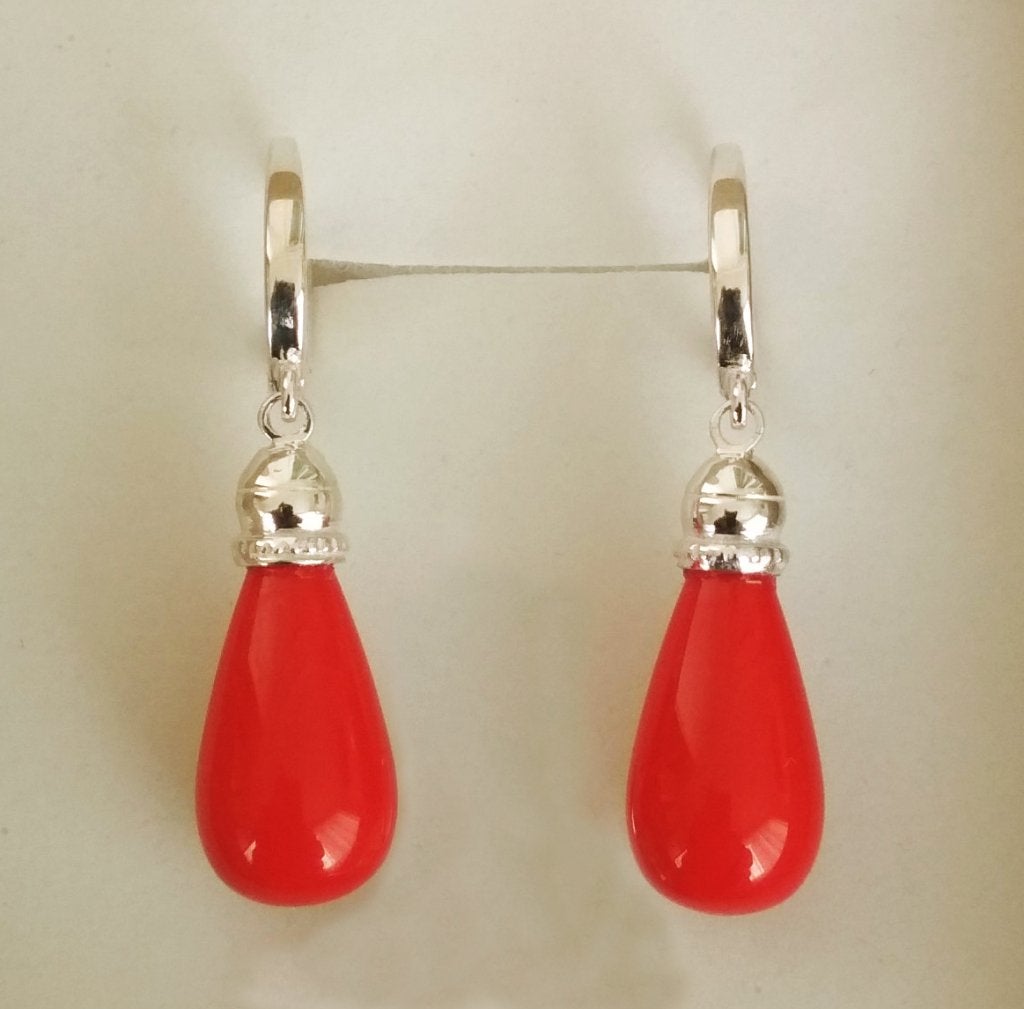 Superbes boucles d'oreilles en argent avec pierres rouges, Bijoux, Sacs & Beauté, Boucles d'oreilles, Neuf, Avec pierre précieuse