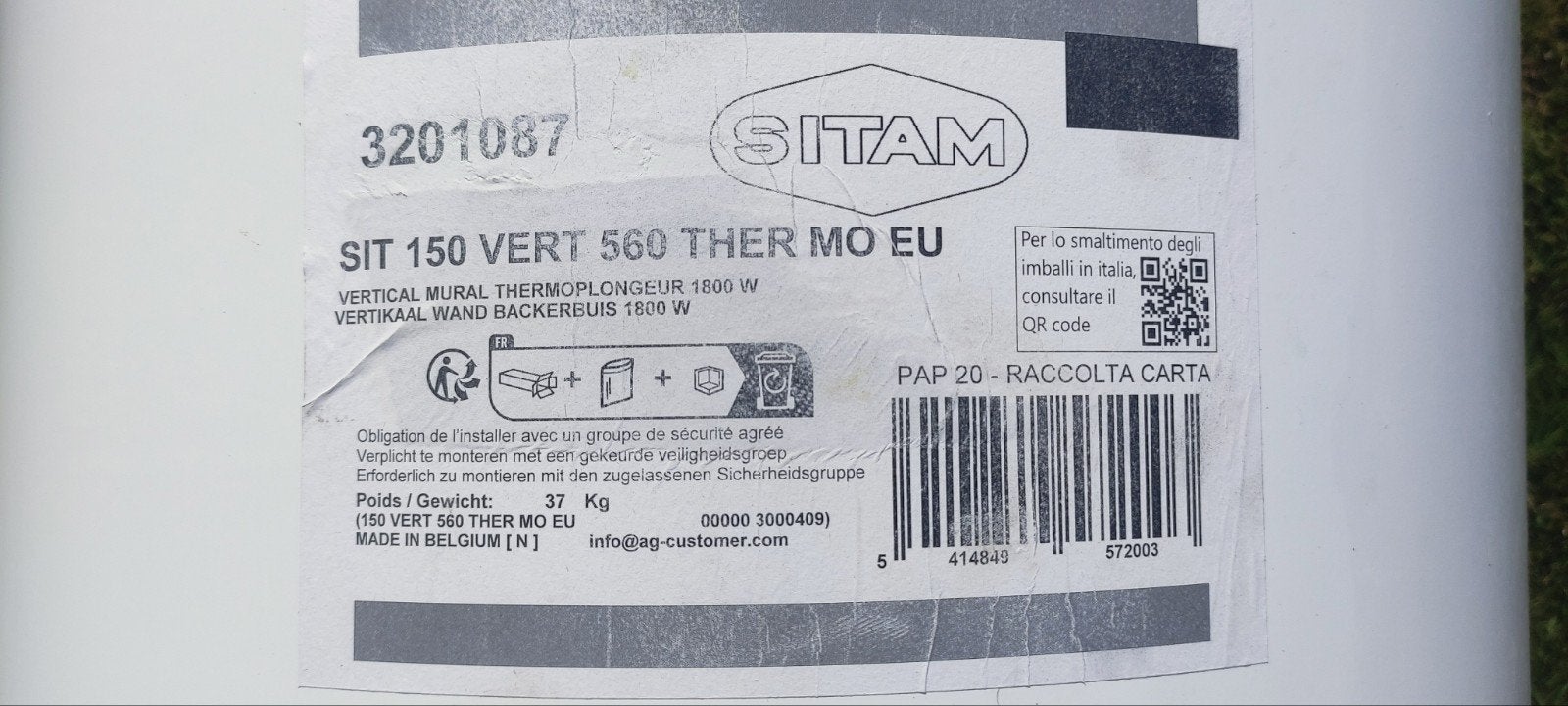 Electrische Boiler 150l Sitam. Paar maanden oud - Hubo, Doe-het-zelf en Bouw, Chauffageketels en Boilers, Ophalen, Boiler