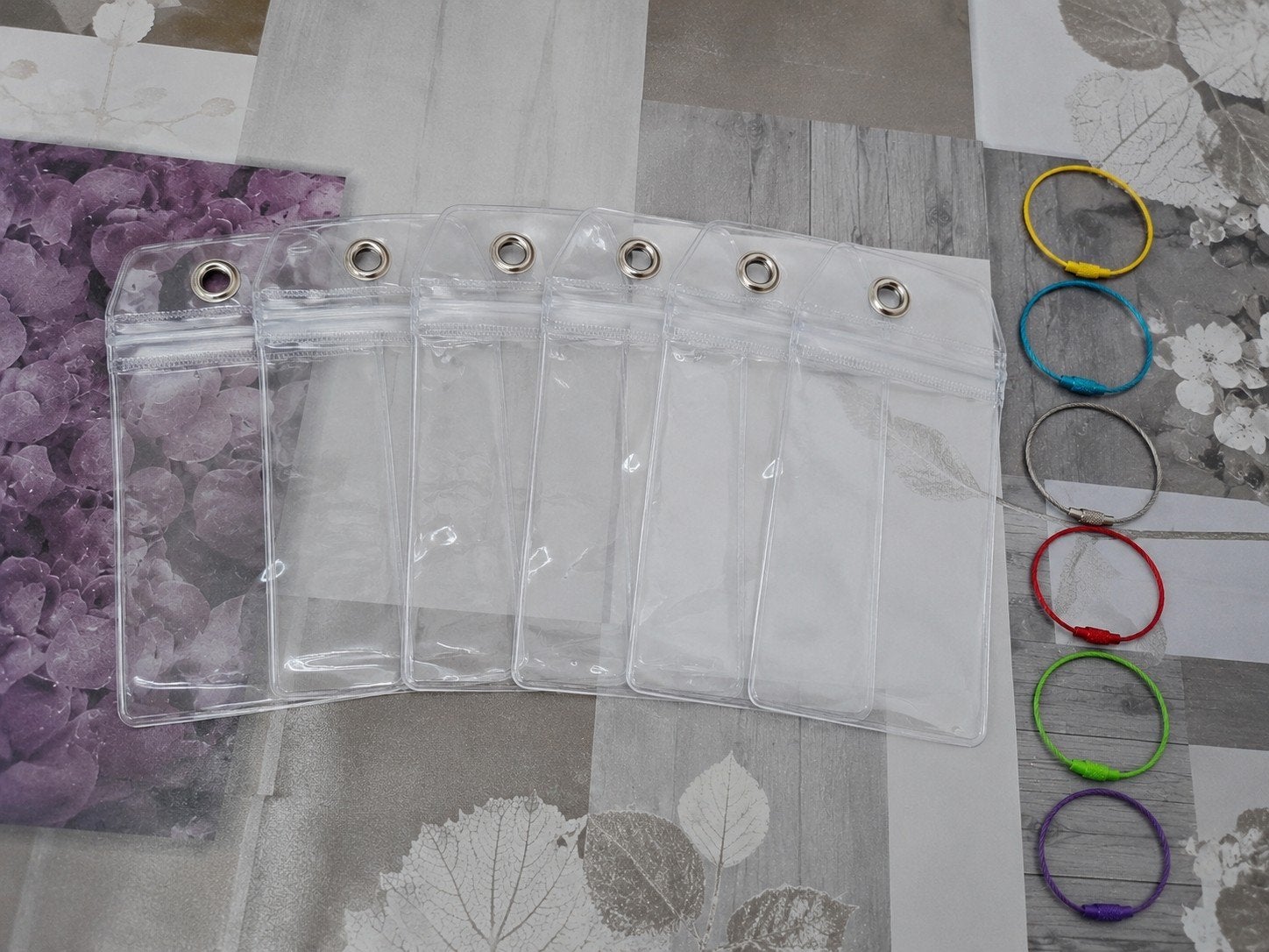 Pochettes transparentes avec câble porte-clés – Lot de 6, Nieuw