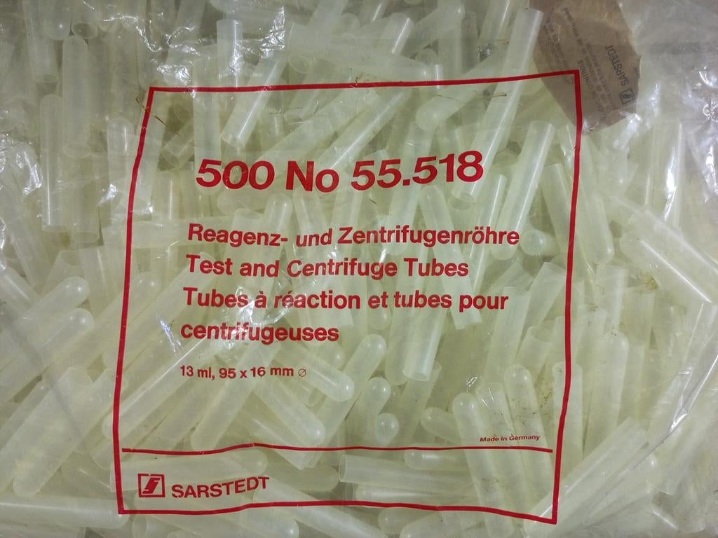 ±2000 Sarstedt test- / centrifuge buisjes 13 ml, Hobby en Vrije tijd, Overige Hobby en Vrije tijd, Zo goed als nieuw, Ophalen of Verzenden