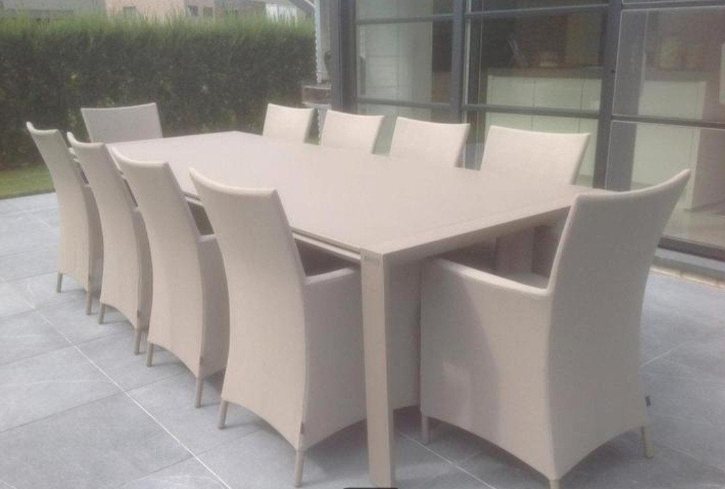 Lot van 8 tuinstoelen met armleuningen en kussens MEUBILI, Enlèvement