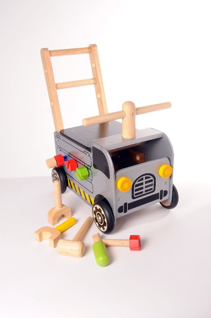 Houten loopwagen werktruck met naam mogelijk, Kinderen en Baby's, Ophalen of Verzenden, Nieuw, Kraamcadeau
