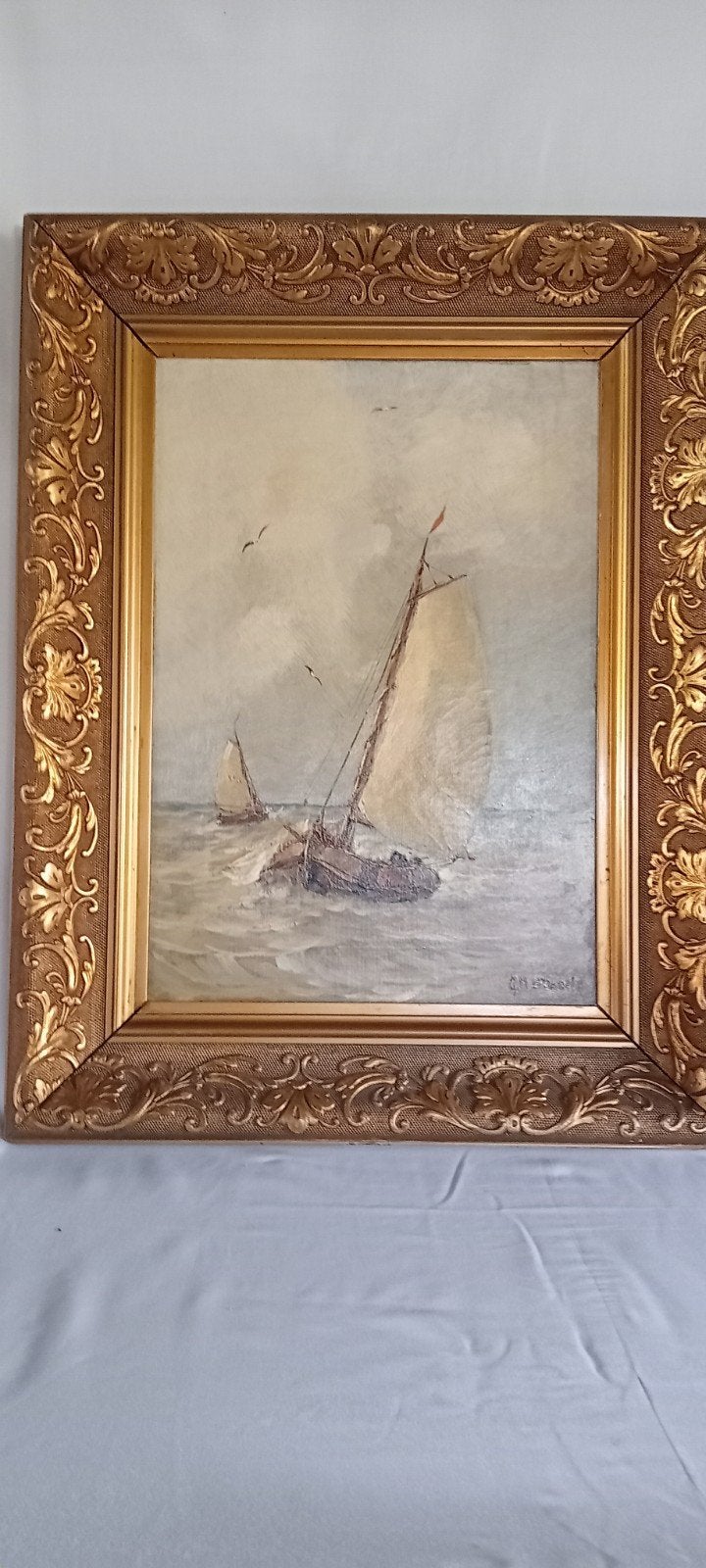 vissersboten voor Katwijk, Ophalen of Verzenden, Gesigneerd, Olieverf, Maritiem / water