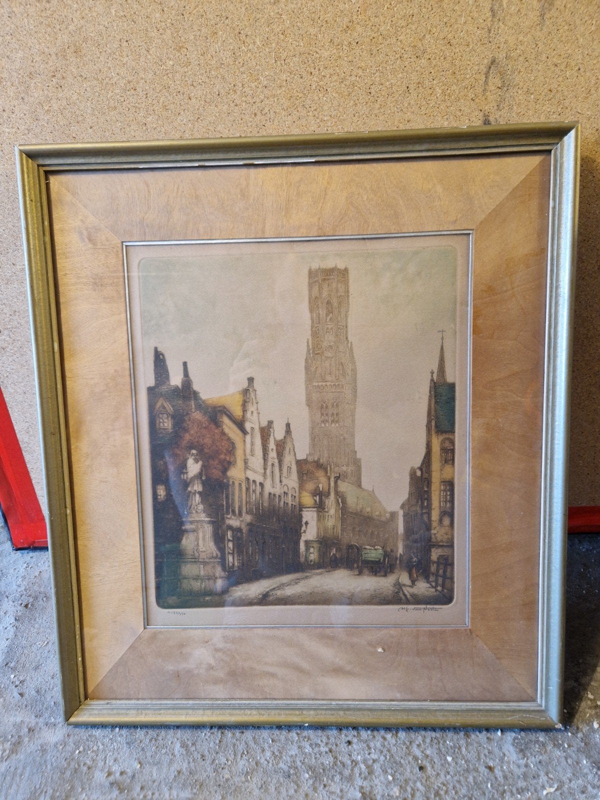 Alfred Van Neste — Beffroi de Bruges — signé B 172/350, Enlèvement, Signé