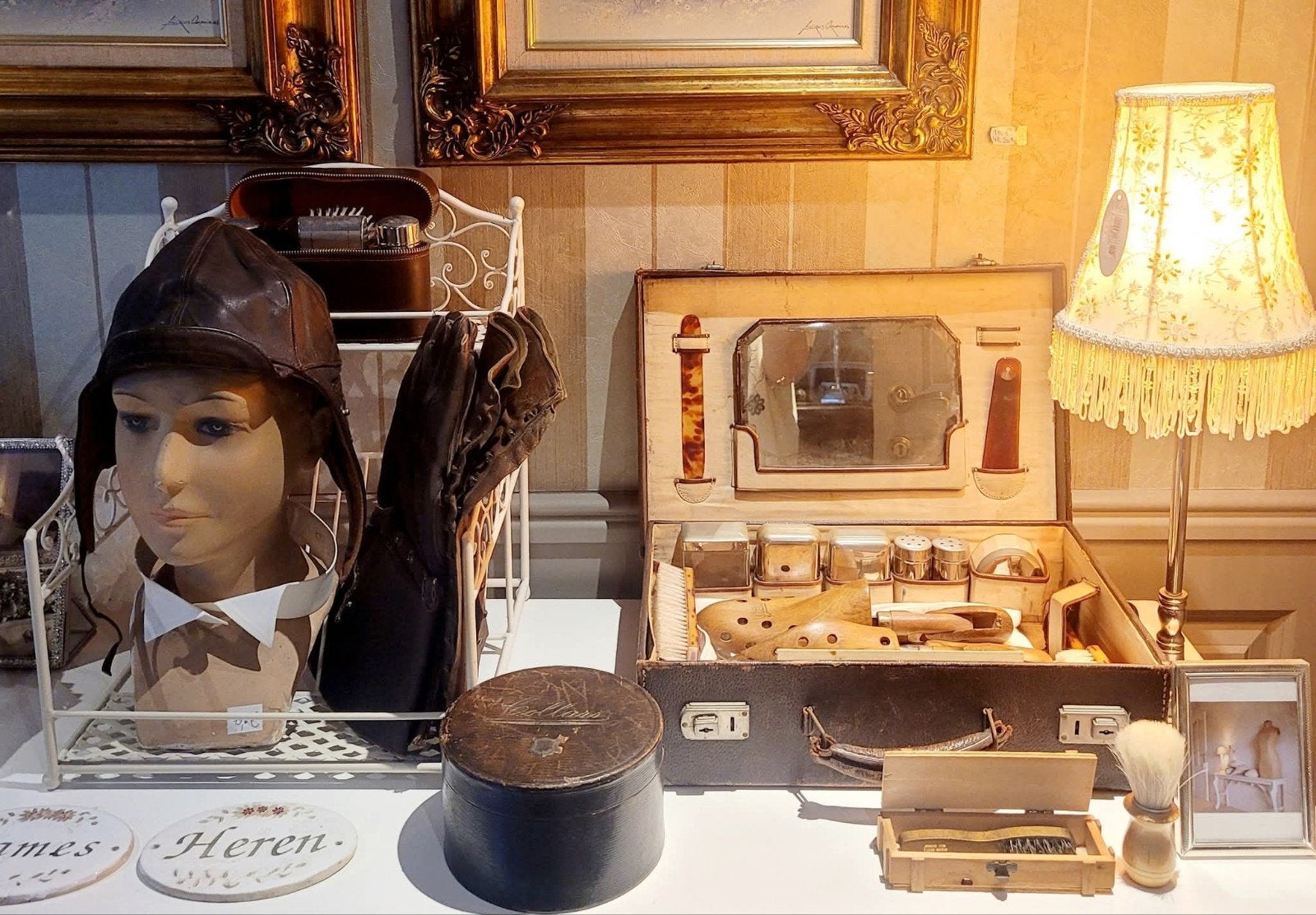 Gentlemen vintage motor reisset leder koffer, Antiek en Kunst, Ophalen