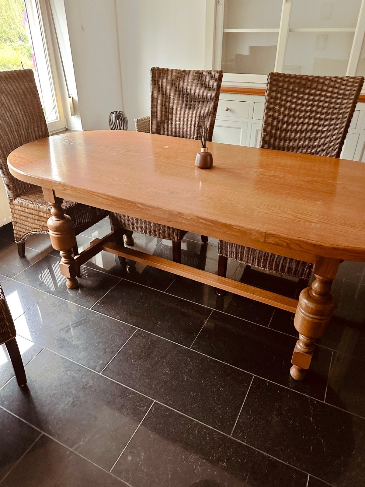 Massieve houten eetkamettafel, Huis en Inrichting, Ophalen, Gebruikt, 200 cm of meer, 50 tot 100 cm