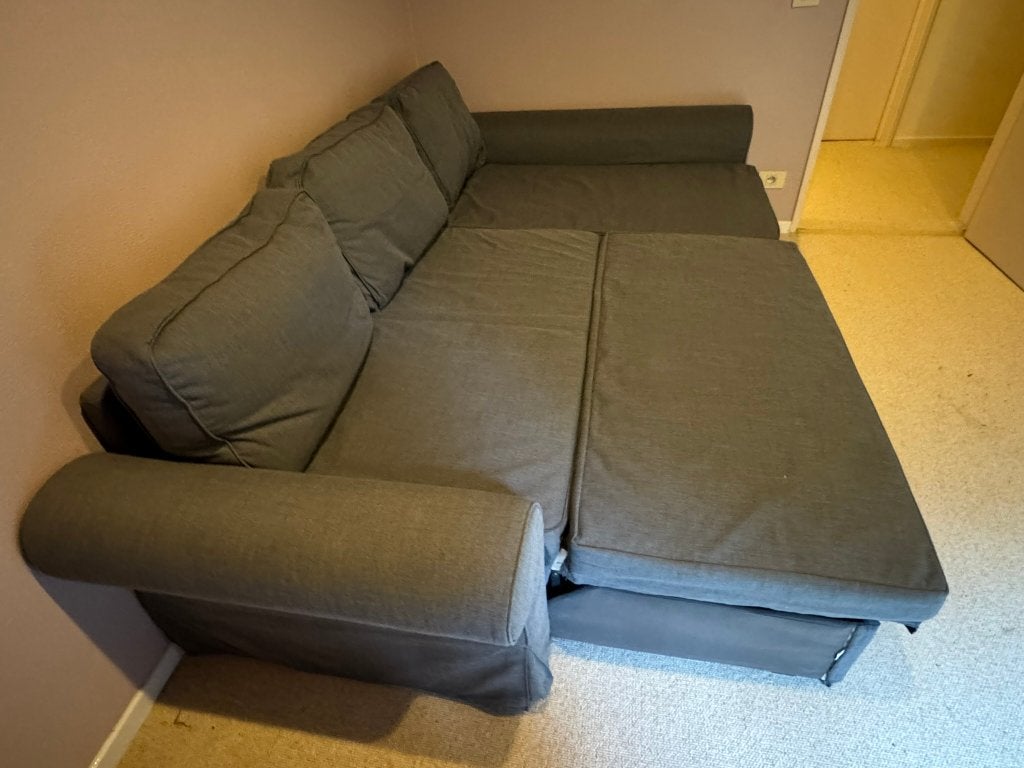 Slaapzetel 3-zit met lounge, Huis en Inrichting, Ophalen, Blauw, Tweepersoons, Zo goed als nieuw