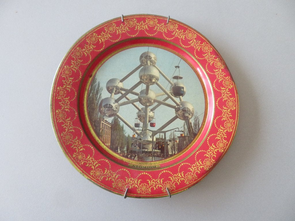 souvenir schotel bord Atomium Expo 58 wereldtentoonstelling, Ophalen of Verzenden, Overige typen